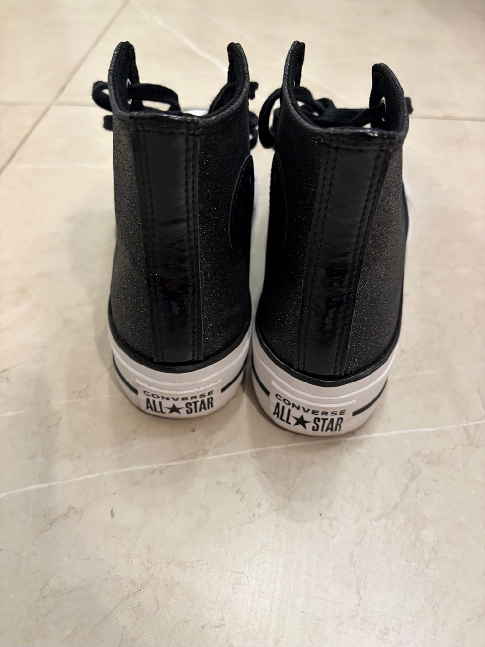 Converse Black Glitter High-Top Platform Sneakers - Picture 5 of 6